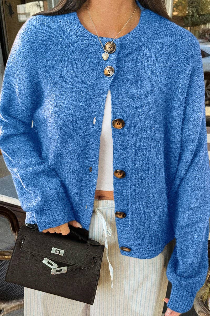 CWOCO00194_CASUAL SIMPLE BUTTON LONG SLEEVE KNIT CARDIGAN