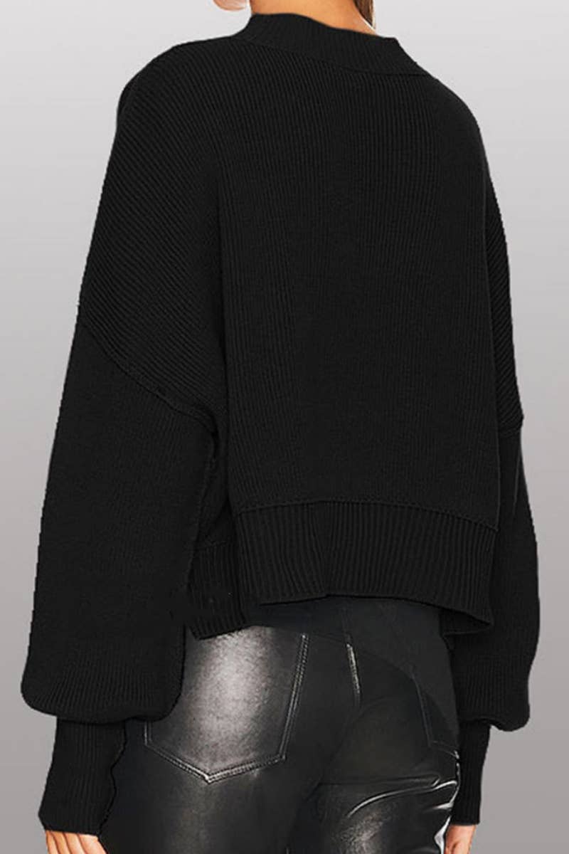 CWOSWL5854_SOLID COLOR CROP SWEATER WITH LONG SLEEVES