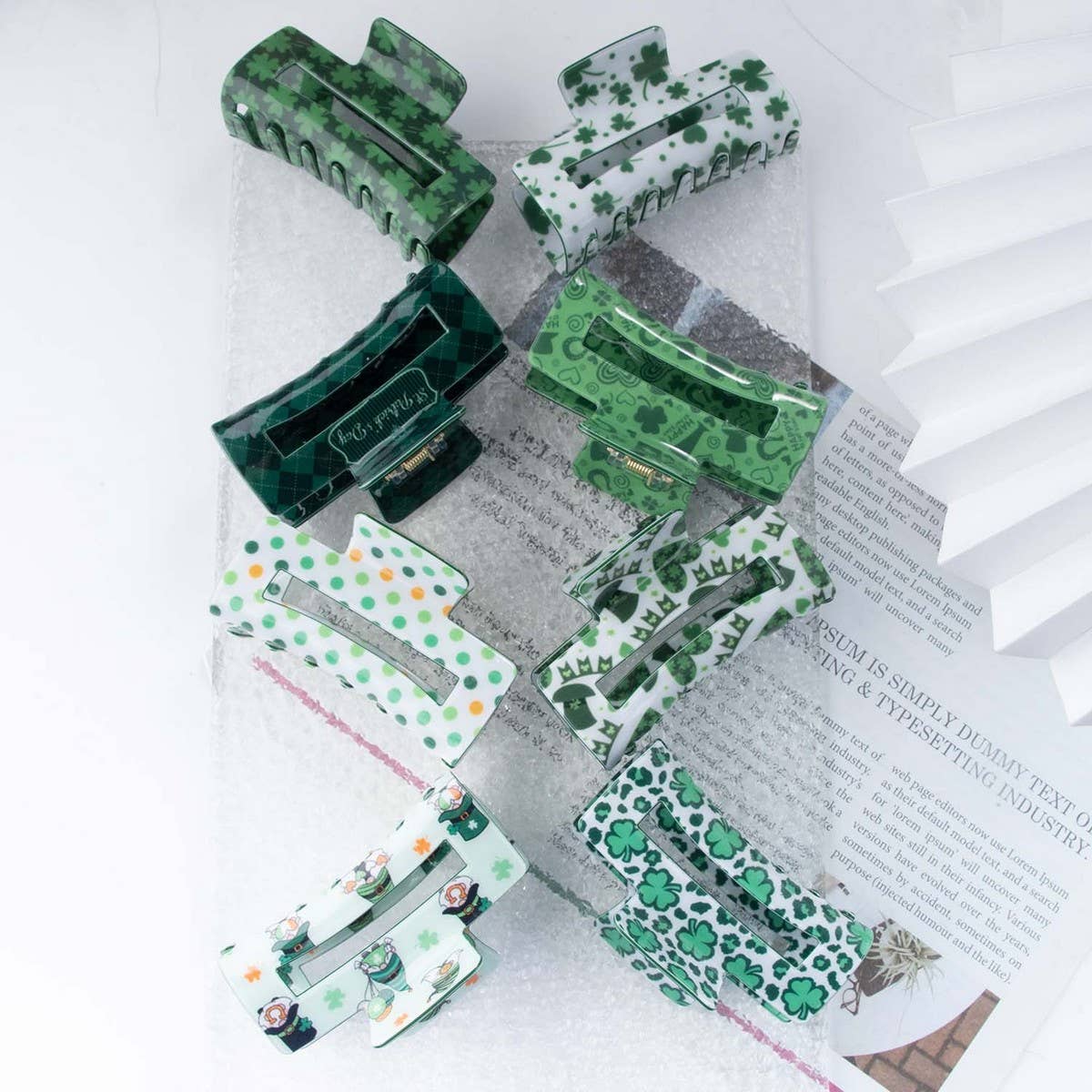 CWAHA1319_ELEGANT GREEN SERIES HAIR CLAW CLIP