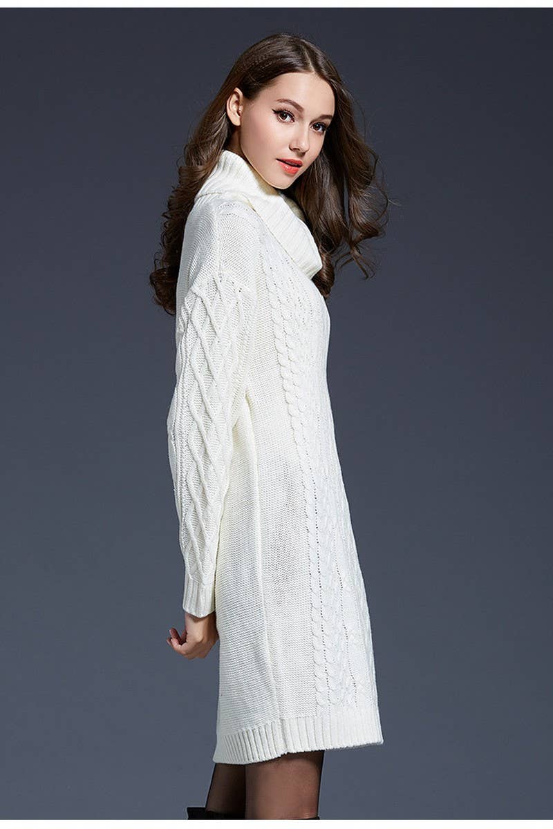 CWDSD5133_LONG TURTLENECK KNITTED DRESS