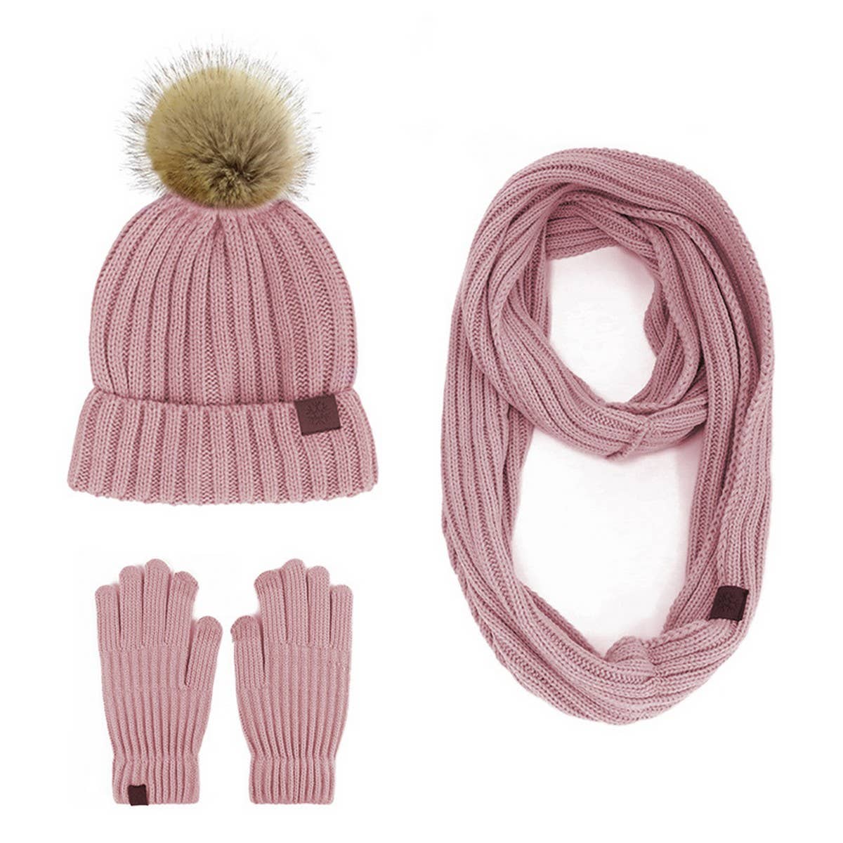 WINTER ADULT OUTDOOR WARM KNITTED SCARF SUIT WOMEN