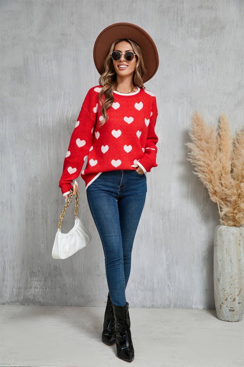 CWOSWL5761_LOVE JACQUARD VALENTINE'S DAY KNITTED SWEATER