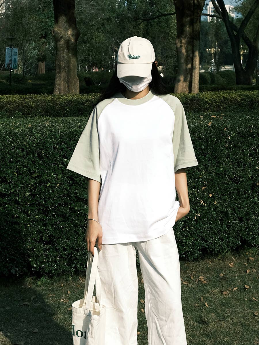 CWTTS0929_COLOR CONTRASTING CASUAL UNISEX T SHIRT