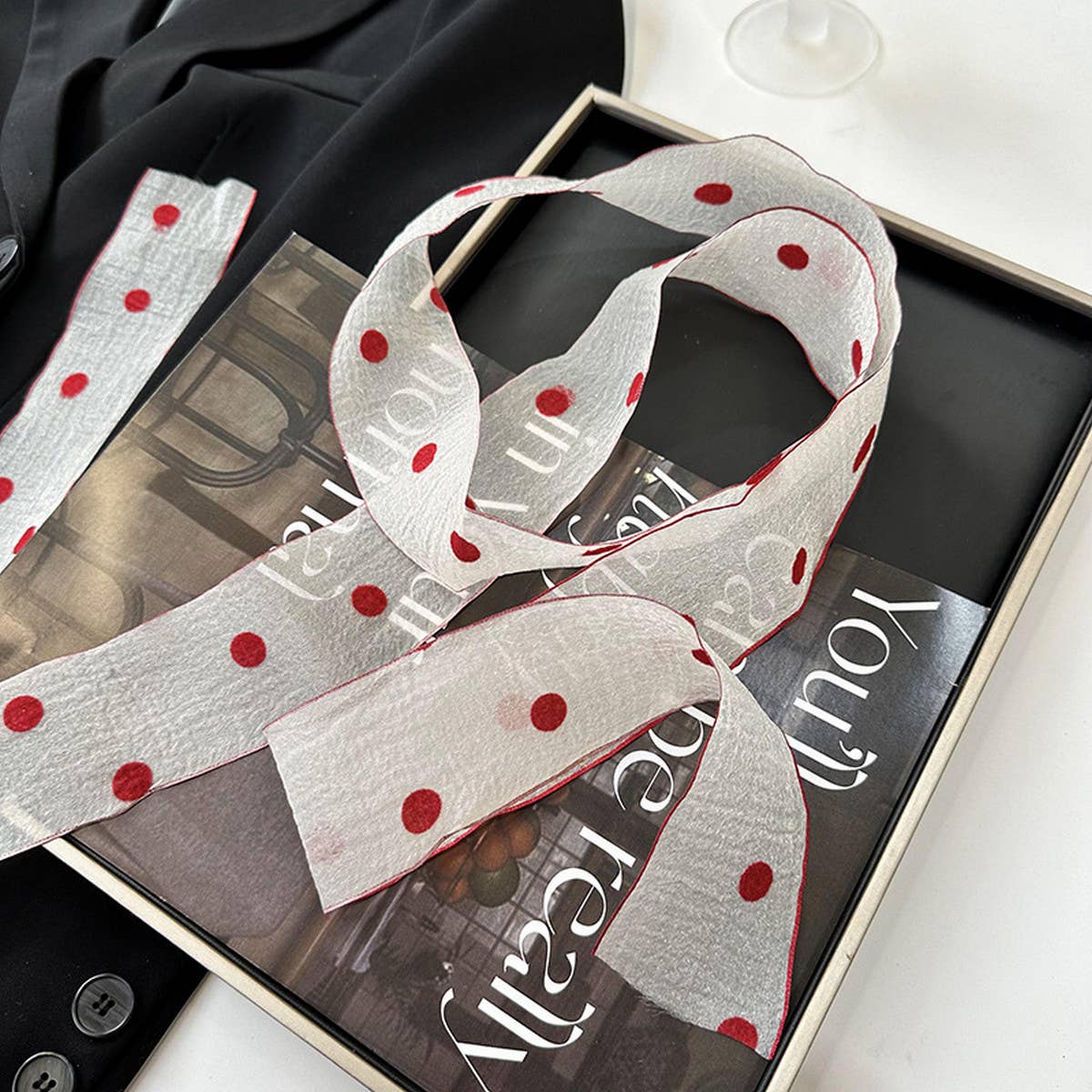 NEW POLKA DOT LACE SCARF HEADBAND
