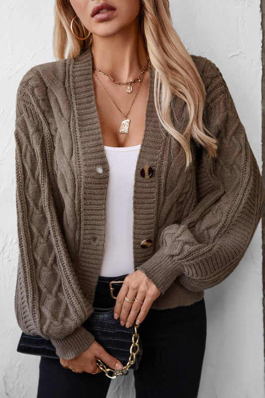 CWOCAL0852_VINTAGE SOLID COLOR TWISTED BUTTON CARDIGAN