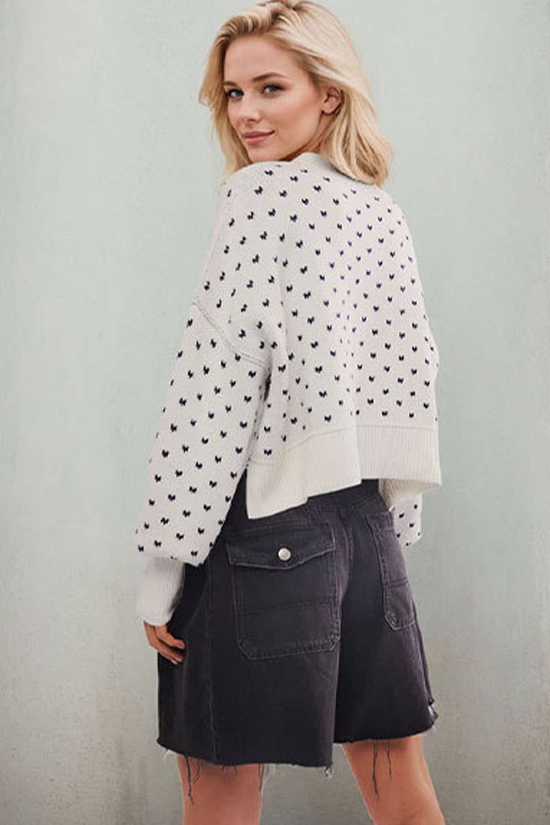 CWOSWL6833_FASHION SHORT LOOSE HEART PULLOVER SWEATER