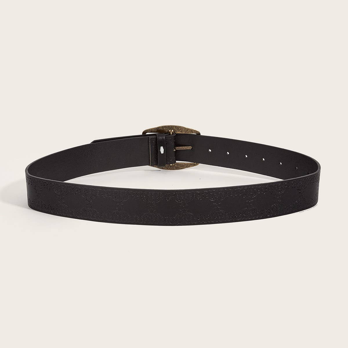 CWABE0555_VINTAGE IMITATION LEATHER SQUARE BUCKLE BELT