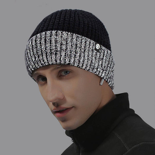 WINTER DOUBLE LAYER FLEECE REFLECTIVE KNITTED HAT_CWAH2458