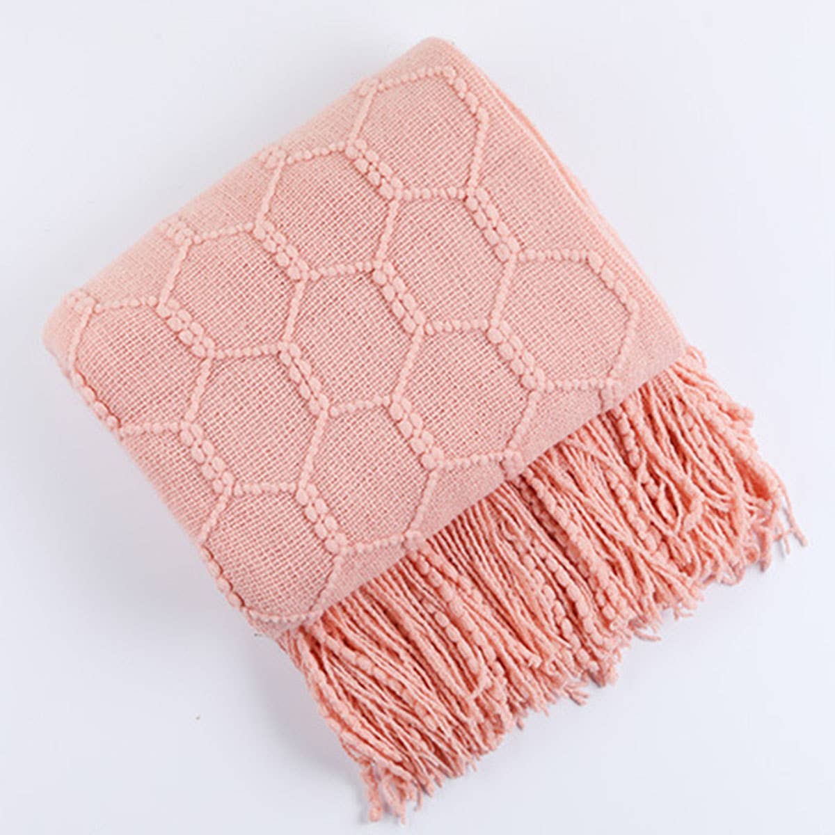 KNITTED SIMPLE THIN TASSEL SOFA BLANKET