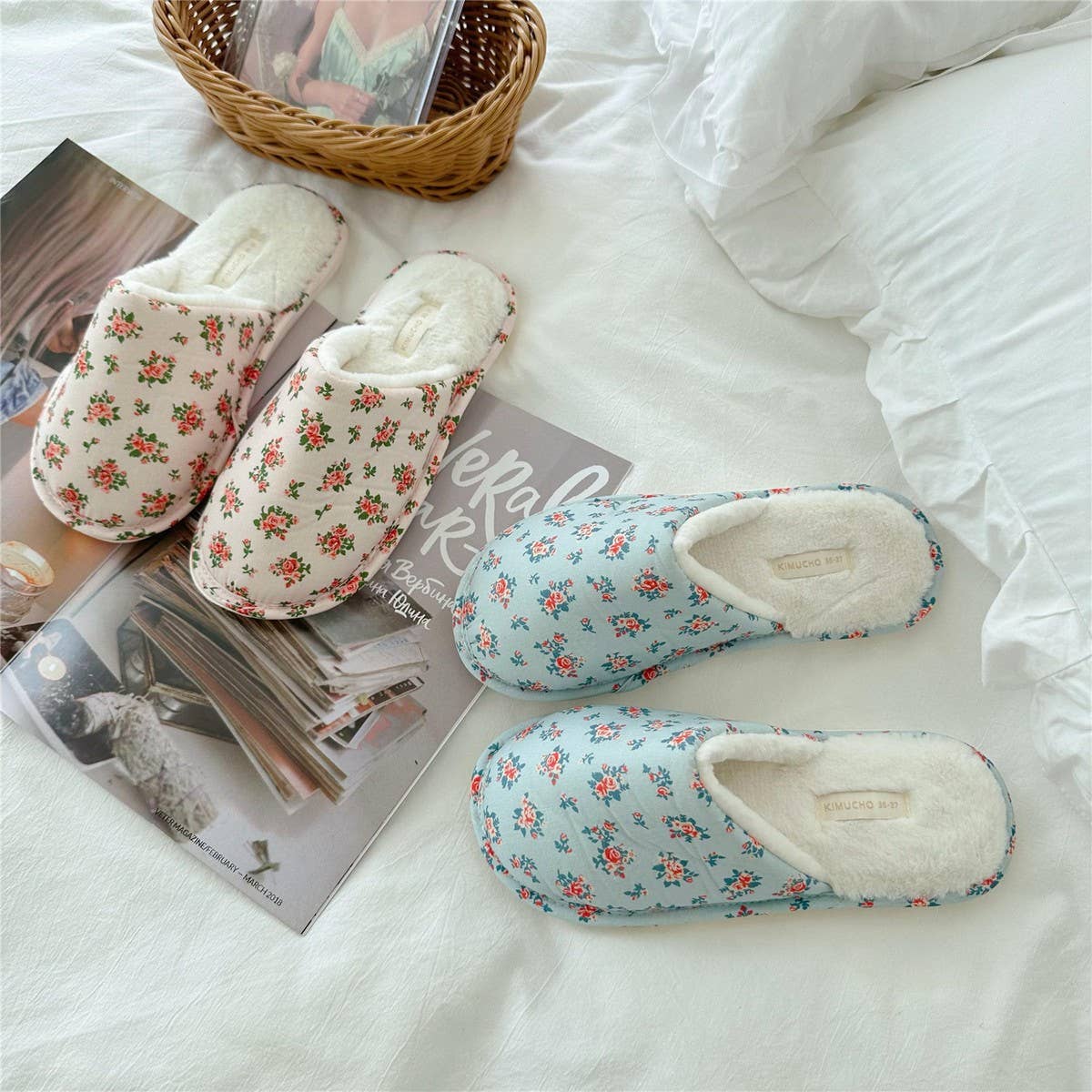 WARM HOUSE SHOES THICK-SOLED PLUSH SLIPPERS