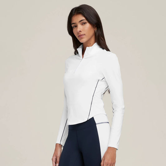 Form-fitting sports zipper golf and tennis top