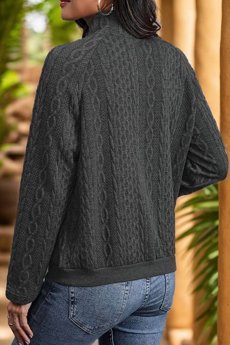 CWTBLL1221_TEXTURED LONG-SLEEVED SOLID COLOR SWEATSHIRT