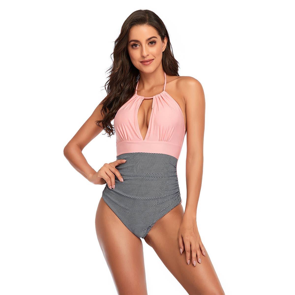 OPEN BACK HOLLOW TIE ONE PIECE SWIMSUIT_CWMW0304