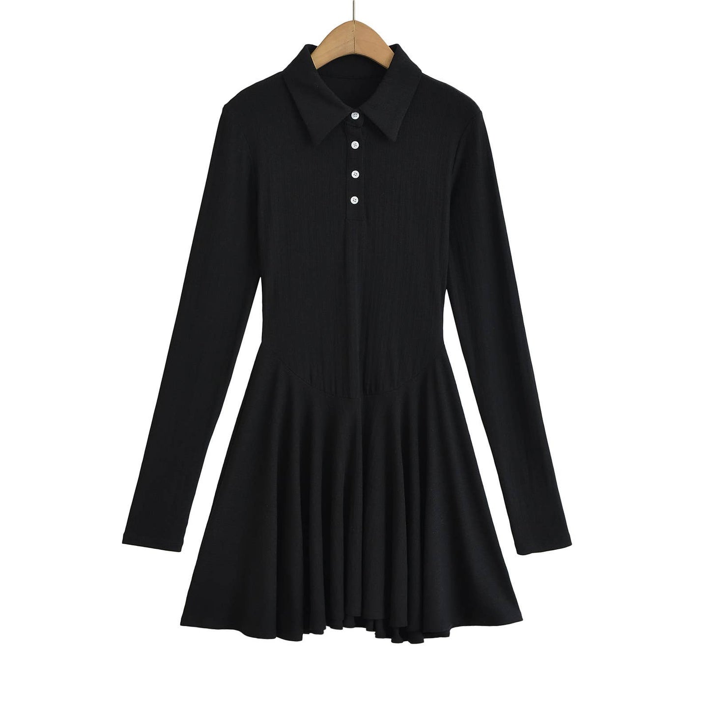 College style retro solid-color Polo lapel dress