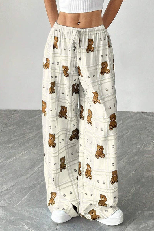 CWBLP2084_ELASTIC WAIST PRINTED LOOSE STRAIGHT LOUNGE PANTS