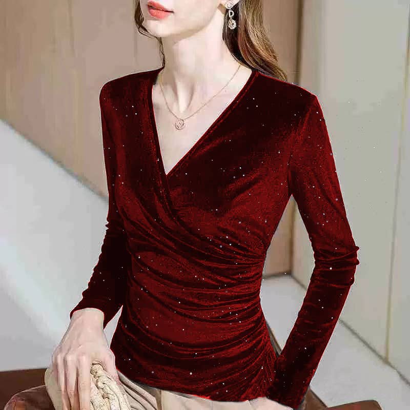 CANARY IRREGULAR VINTAGE WAIST CROSS V-NECK TOP