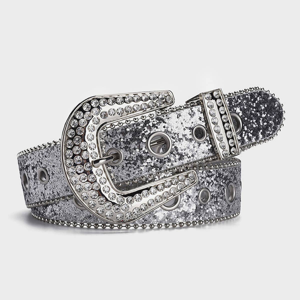 WOMEN RHINESTONE SEQUIN HOLLOW BELT_CWABE0363