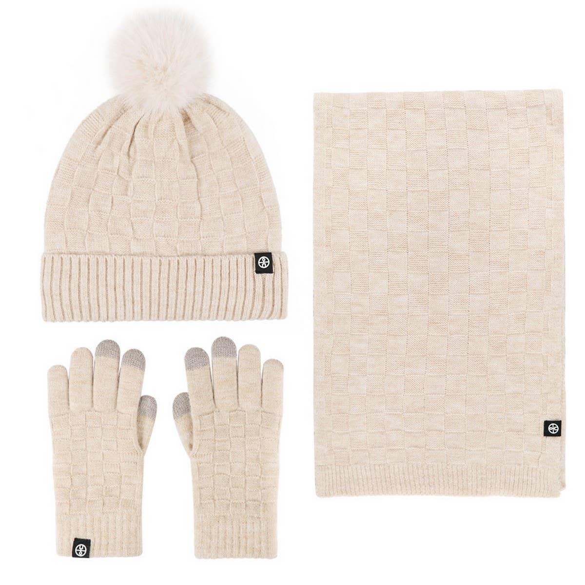 WINTER WARM WOOL HAT SCARF GLOVES THREE-PIECE SET