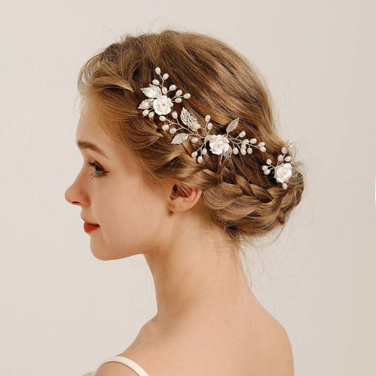 Handmade Hair Pin Set - Vintage Pearl Flower Comb