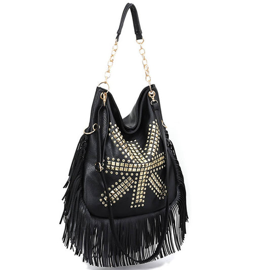 WOMEN RIVET SOFT LEATHER PORTABLE SHOULDER BAG_CWAB0785