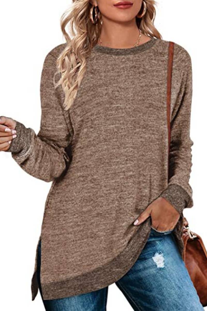 CWTBLL1889_CREW-NECK LONG-SLEEVED JUMPER WITH A SLIT