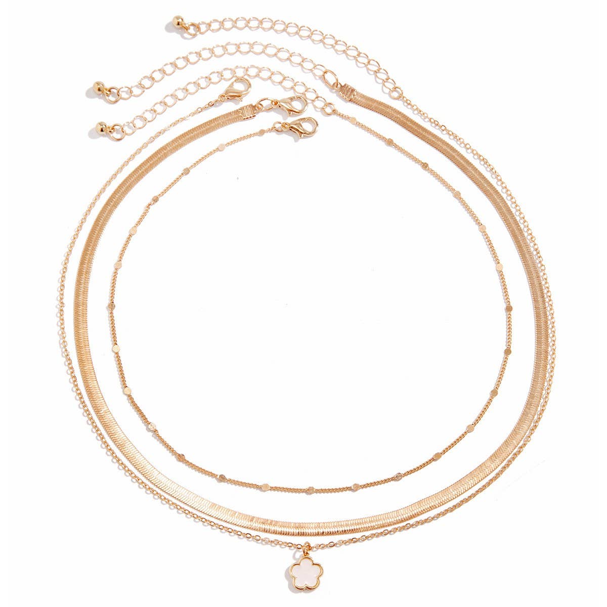 FIVE LEAF GRASS COLORFUL SNAKE BONE CHAIN NECKLACE
