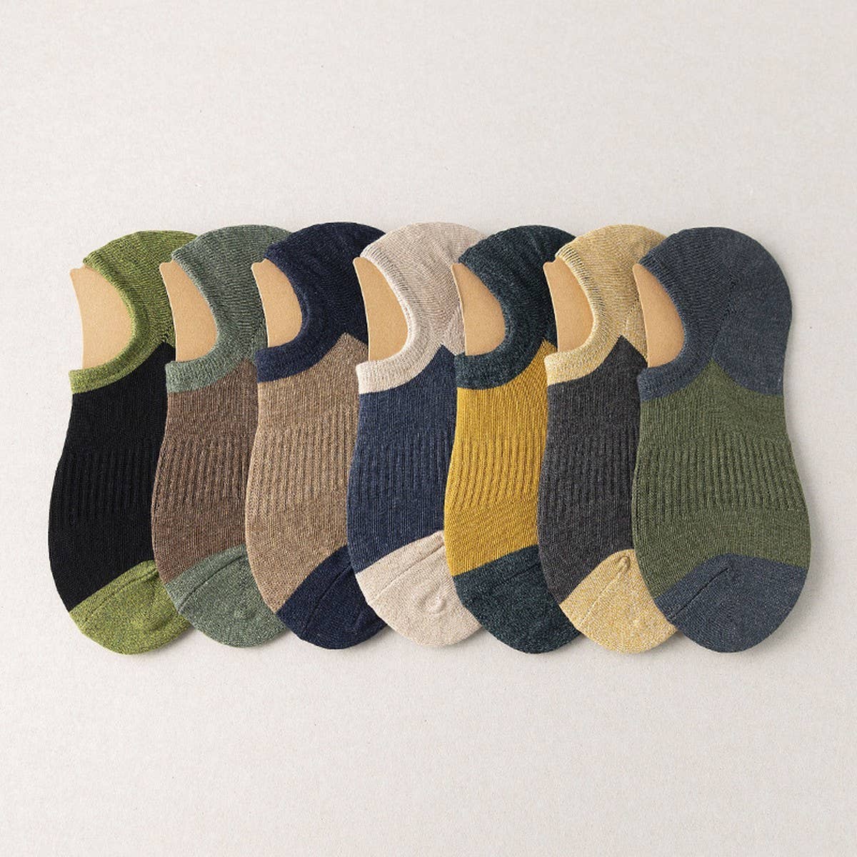 CWMS2453_SUMMER COLOR BLOCK CASUAL RETRO MEN'S SOCKS