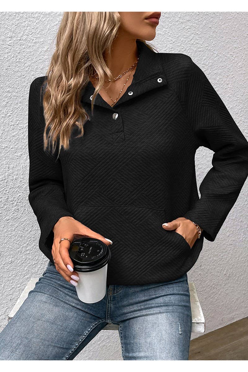 CWTBLL0972_SOLID COLOR LONG SLEEVE STAND COLLAR SWEATSHIRT