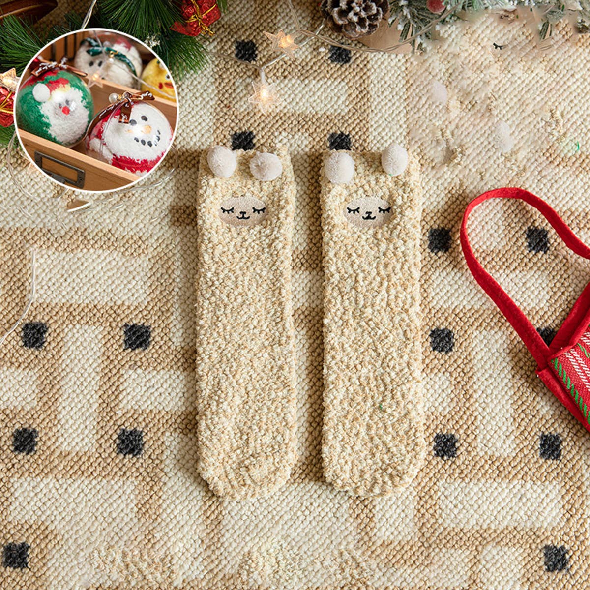 SANTA CLAUS FUZZY CHRISTMAS SOCKS GIFTS FOR WOMEN