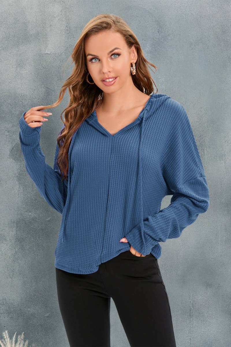 CWOSWL6359_LONG-SLEEVED DRAWSTRING HOODED SWEATER TOP