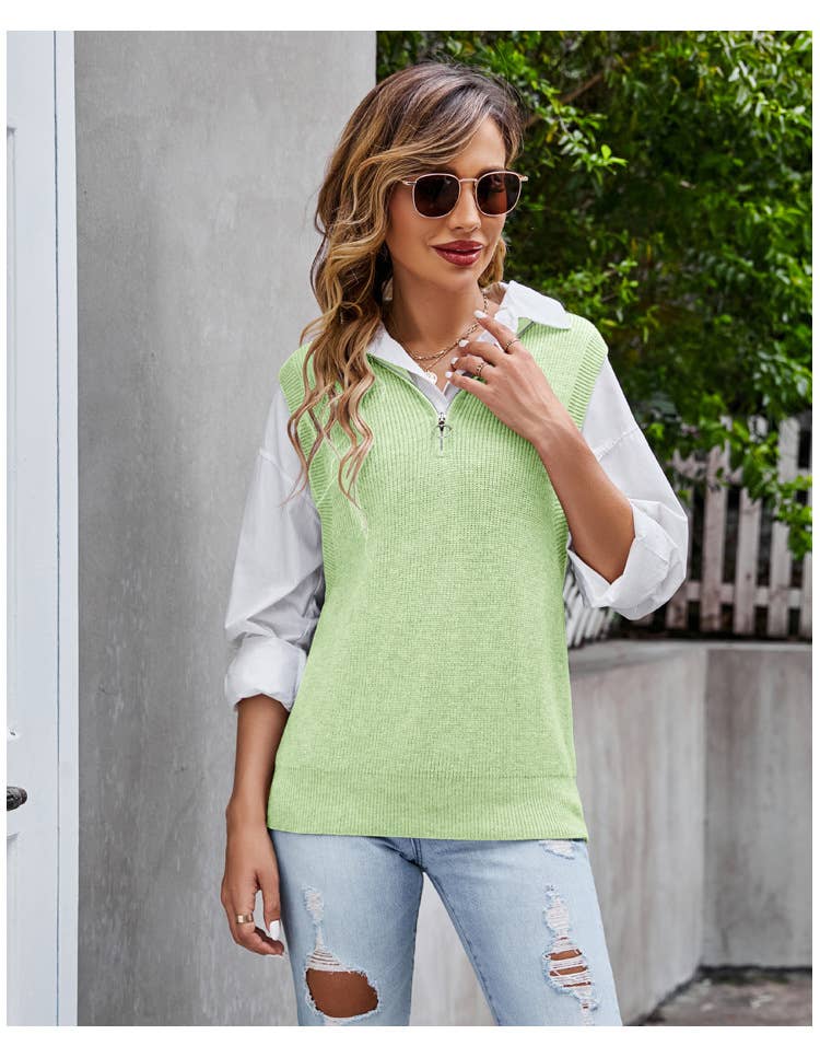 DESIGN SLEEVELESS VEST WITH LOOSE PULLOVER