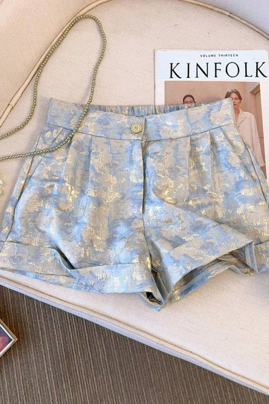 CWBSP0583_HIGH WAIST SLIM FIT PEACH HIP A-LINE SHORTS