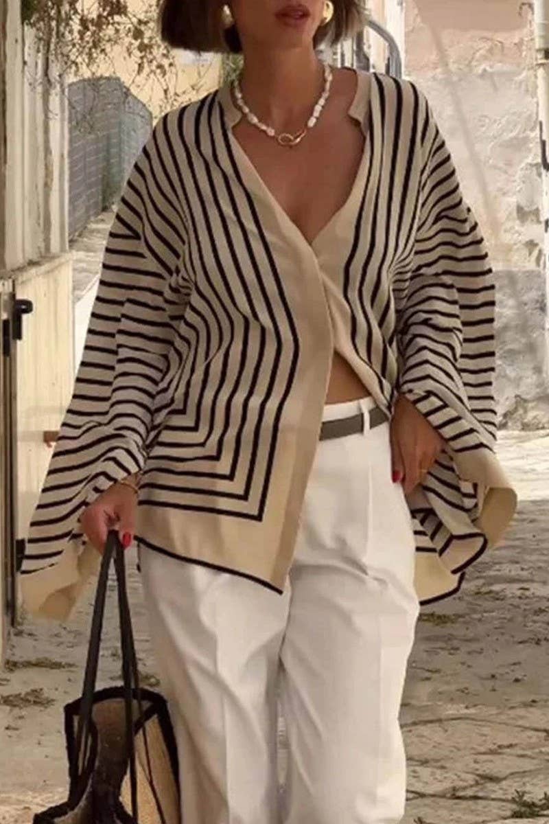 CWTBLL3843_STRIPED LOOSE FIT LONG SLEEVE BUTTON DOWN SHIRT