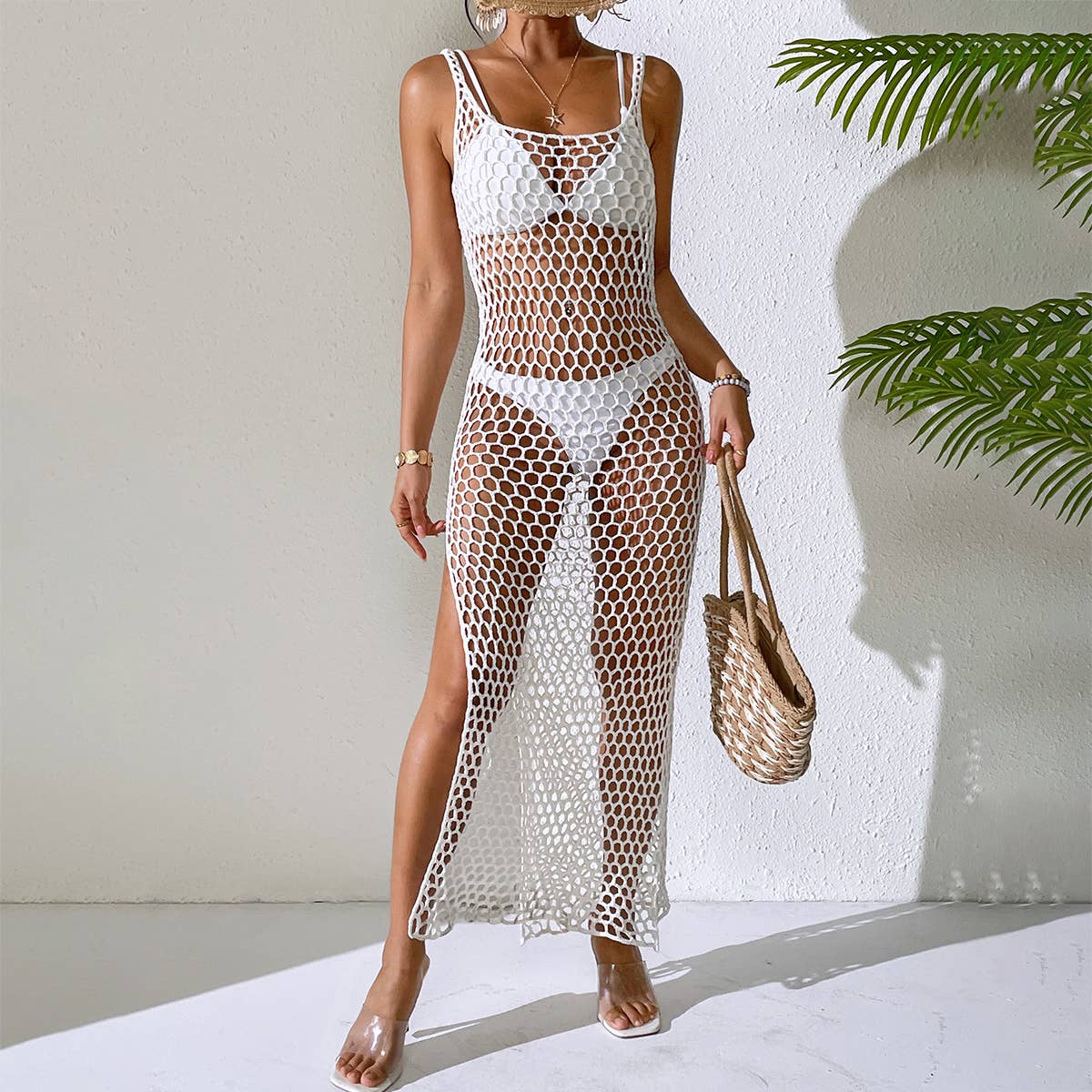 Casual solid color knitted halter knit dress