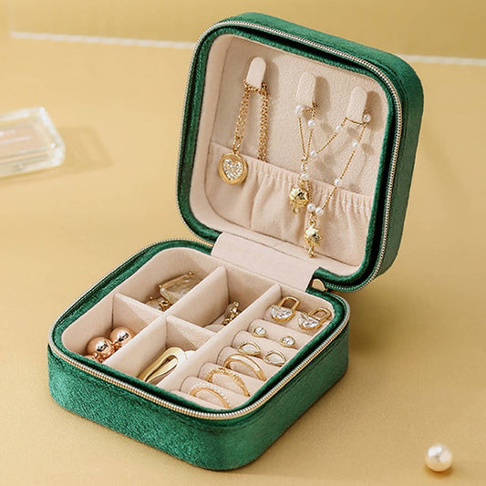 DOUBLE LAYER VELVET JEWELRY BOX STORAGE