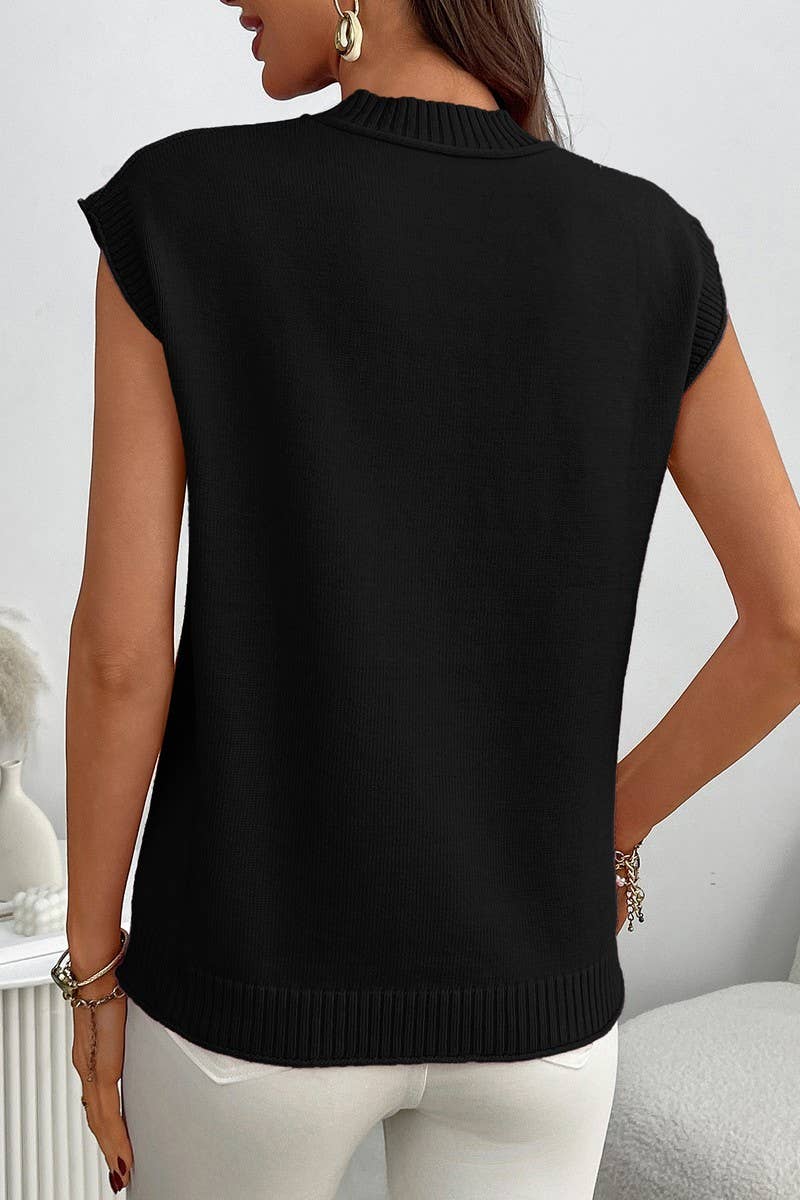 CWOSWSL0154_SOLID SHORT SLEEVE KNIT PULLOVER SWEATER