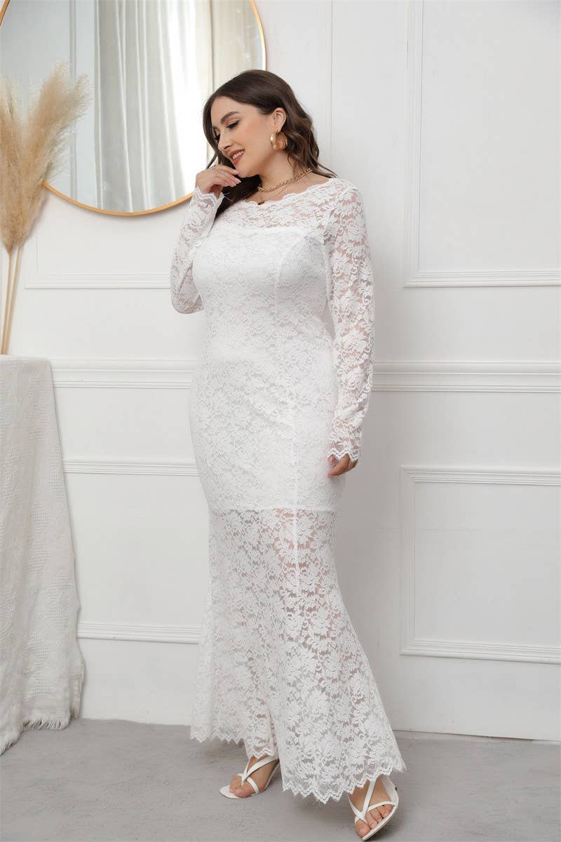 CWDMD3233_PLUS SIZE LACE MERMAID EVENING GOWN DRESS