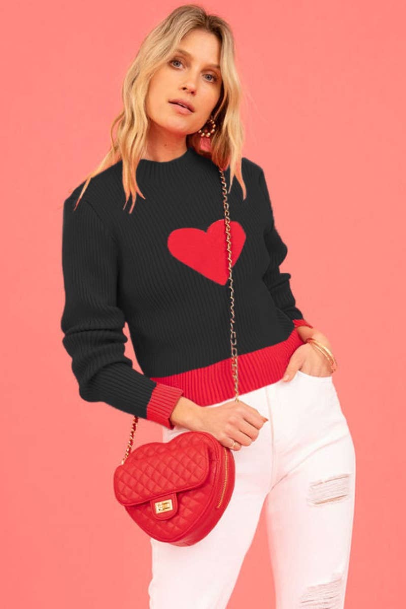 CWOSWL6733_WINTER CREW-NECK LOVE LONG-SLEEVED SWEATER