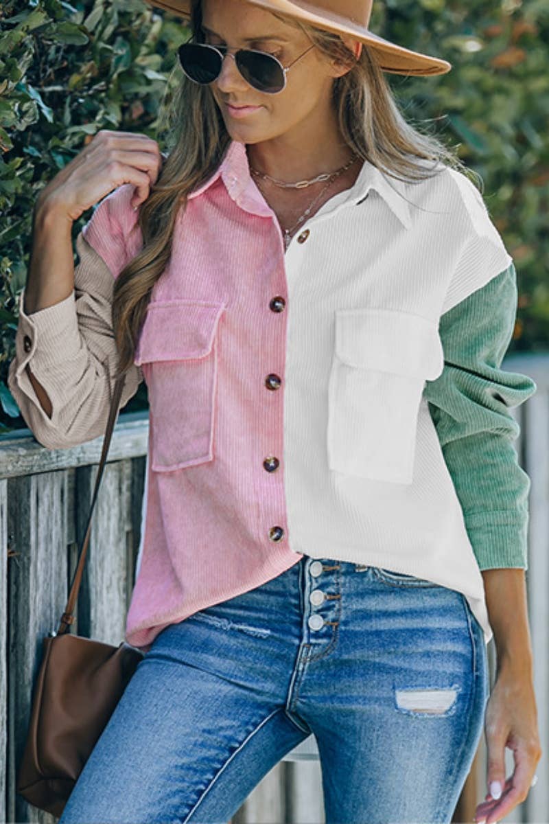 CWTSTL2352_COLOR BUTTON-UP COLOR LONG SLEEVE SHIRT TOP