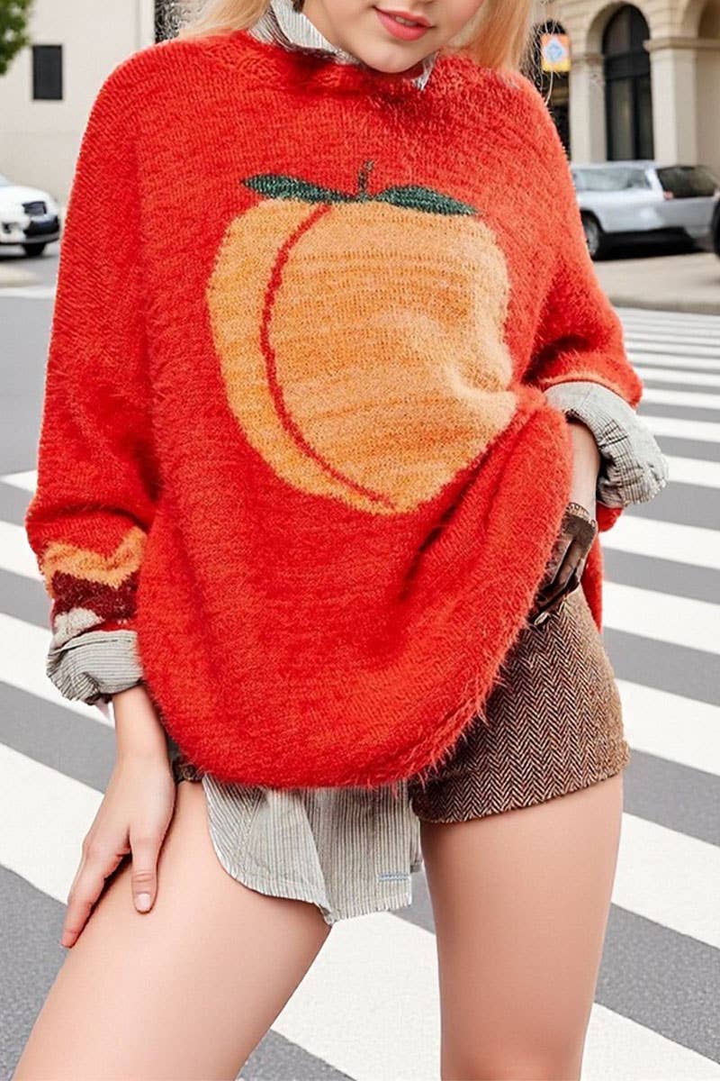 CWOSWL07747_2025 WINTER COZY LOOSE FIT PRINTED KNIT SWEATER