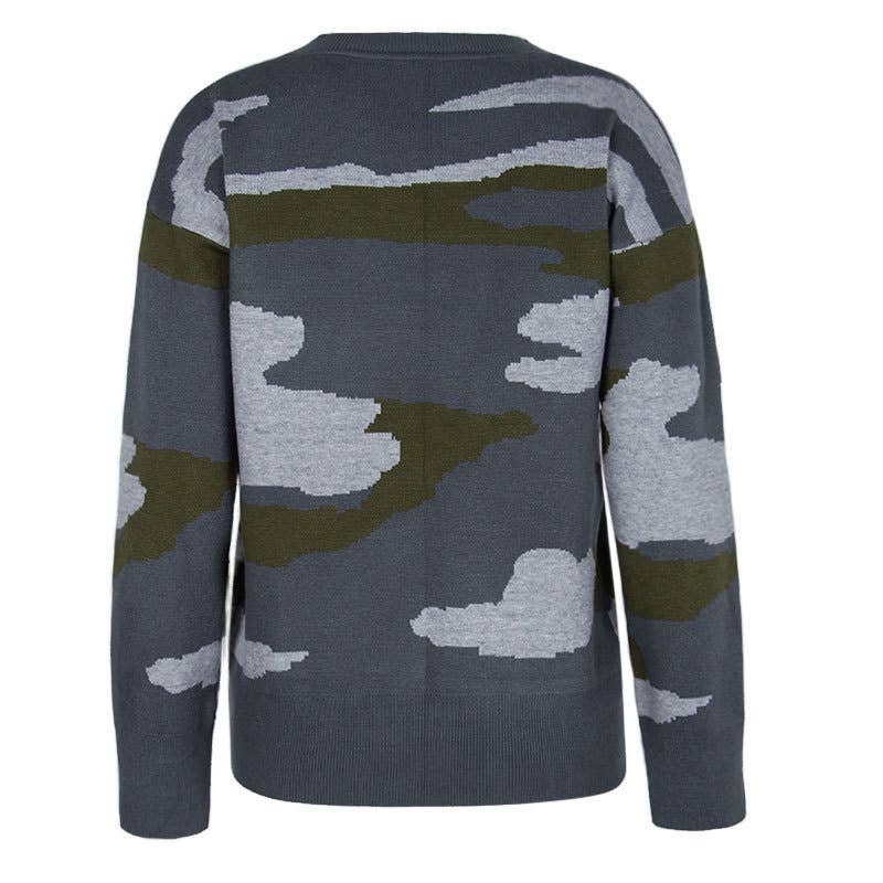 CAMOUFLAGE LEOPARD PRINT CREW NECK JUMPER