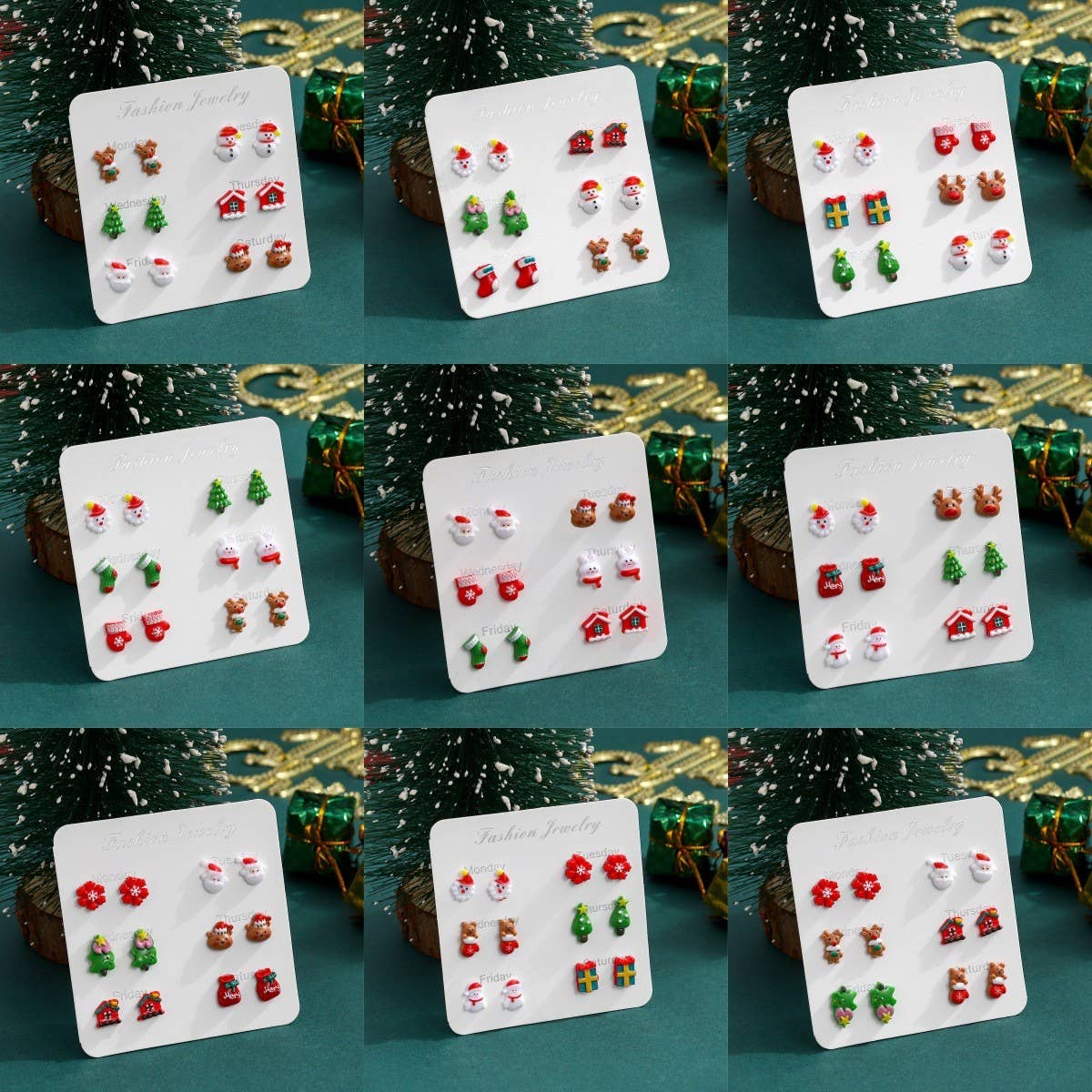 CHRISTMAS NEW CREATIVE CARTOON EARRING COMBINATION