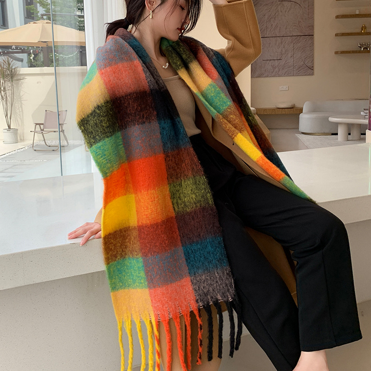 Plush AC Scarf ??Thick Soft Winter Wrap_CWASC2701