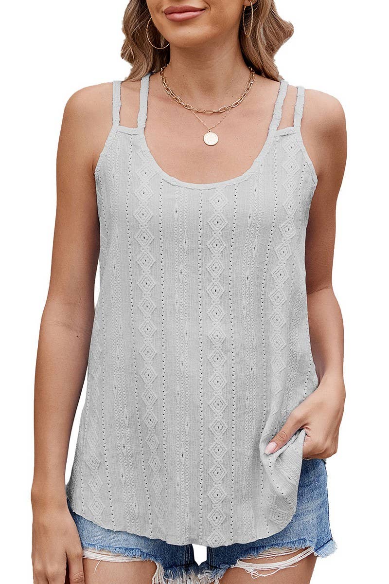 CWOV0683_SOLID COLOR ROUND NECK SLEEVELESS CAMISOLE