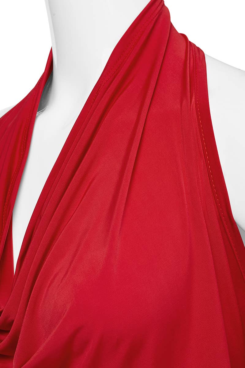 AWTHT028-P_Halter Neck Draped Front Open Back Top