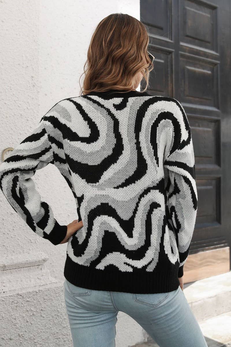 CWOSWL1804_Crew Neck Long Sleeve Pullover Sweater