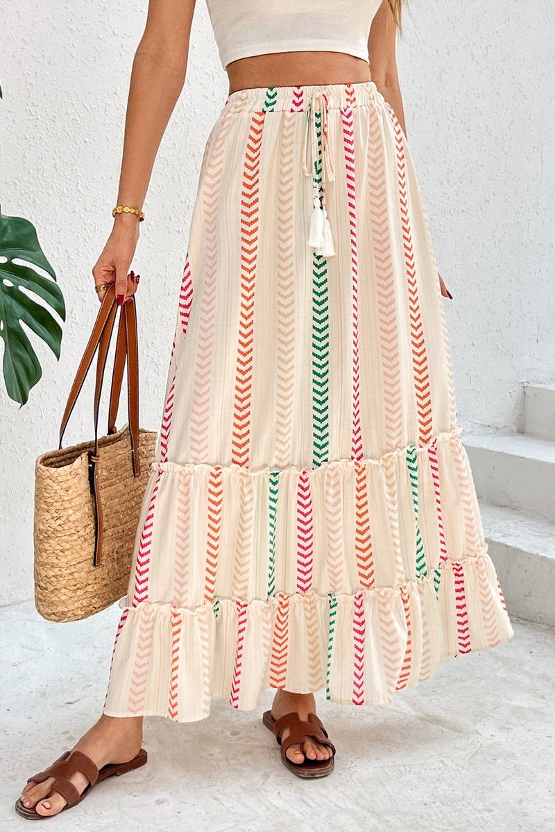 CWBLS0552_BOHO COLORBLOCK PRINTED ELASTIC MIDI SKIRT