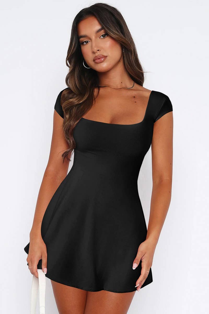 CWDSD8597_FASHION SLIM SEXY BACKLESS LACE-UP HOT GIRL DRESS