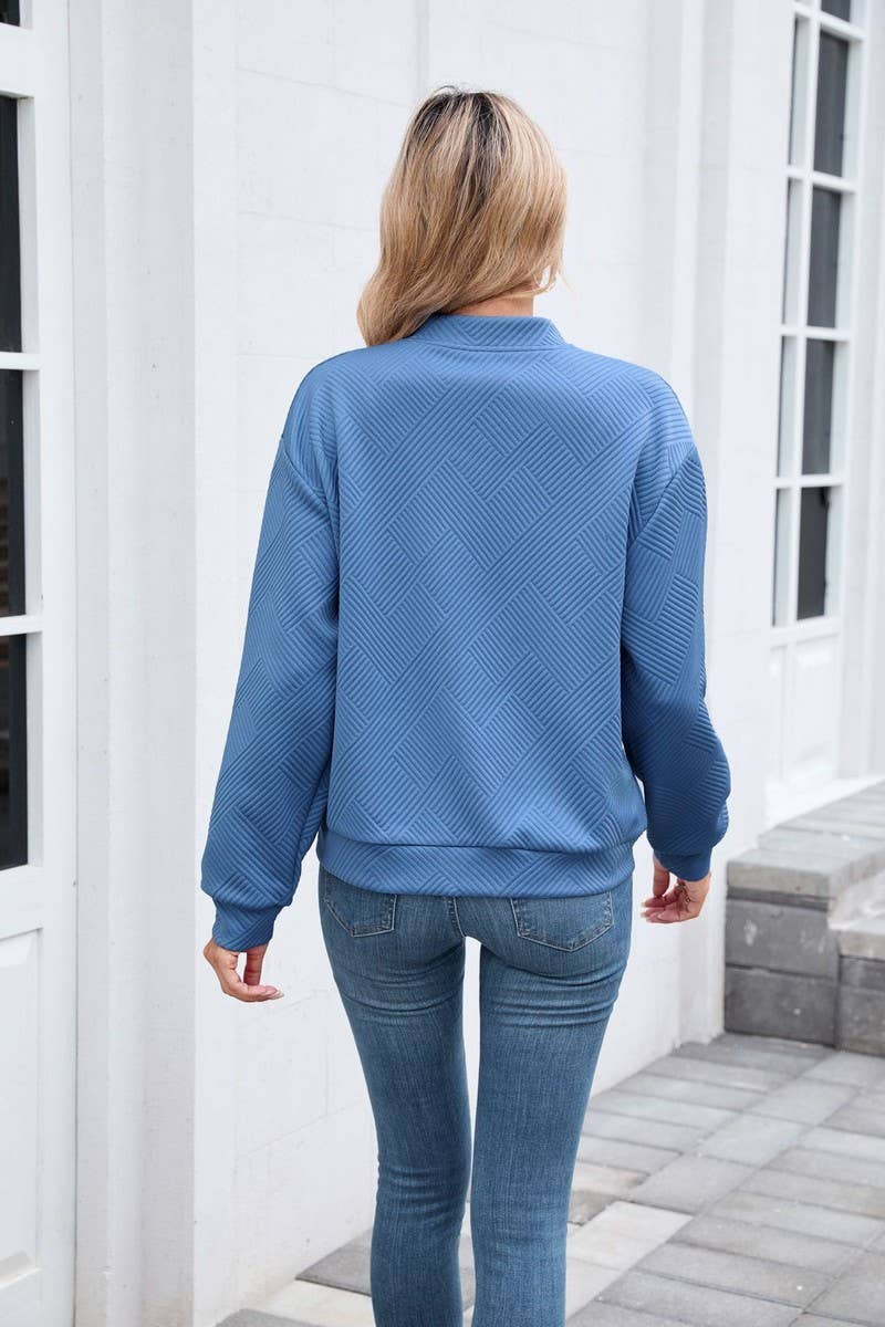 CWOCO00238_SOLID ZIP UP LONG SLEEVE CASUAL BOMBER JACKET