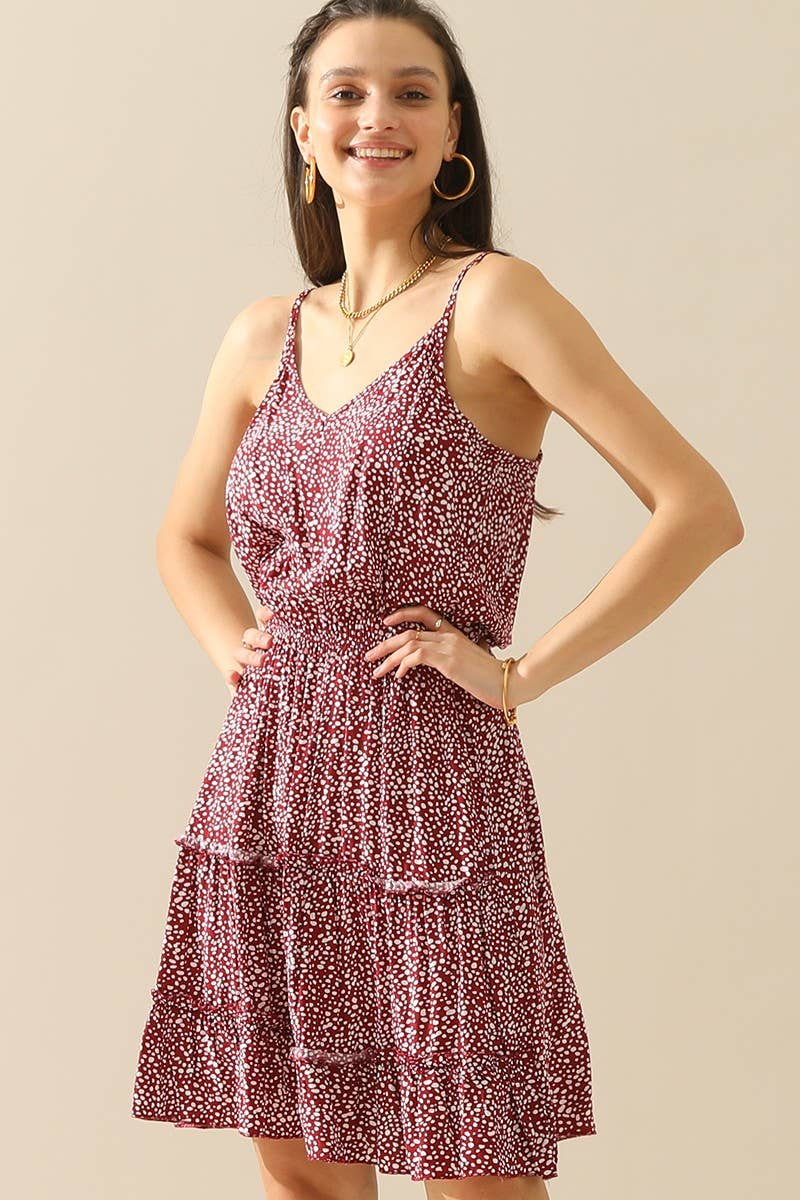 CWDSD1392-B_LEOPARD TIGHTEN WAIST SLEEVELESS MINI DRESS